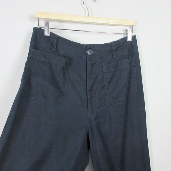 Maeve Anthropologie The Colette Women’s Pants Wide Leg Cropped Size 31 Black 486 - Picture 5 of 14